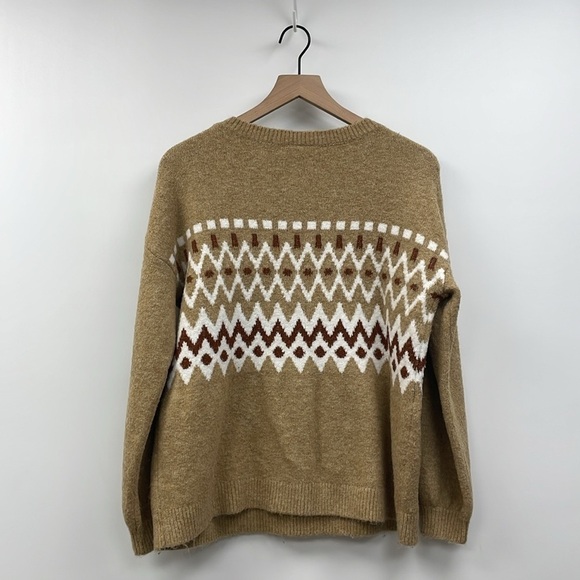 Ann Taylor Argyle Fair Isle Crewneck Long Sleeve Knit Pullover Sweater Medium - Picture 4 of 7